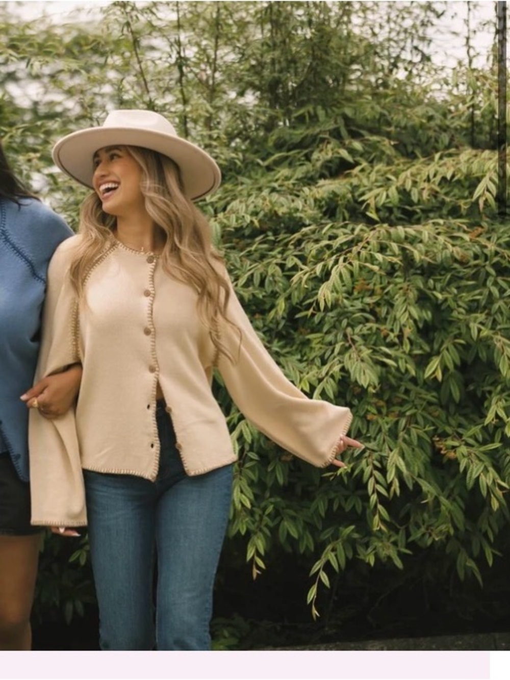 SMASH+TESS RHEA cardigan cream Button-Front Bell Sleeve Sweater